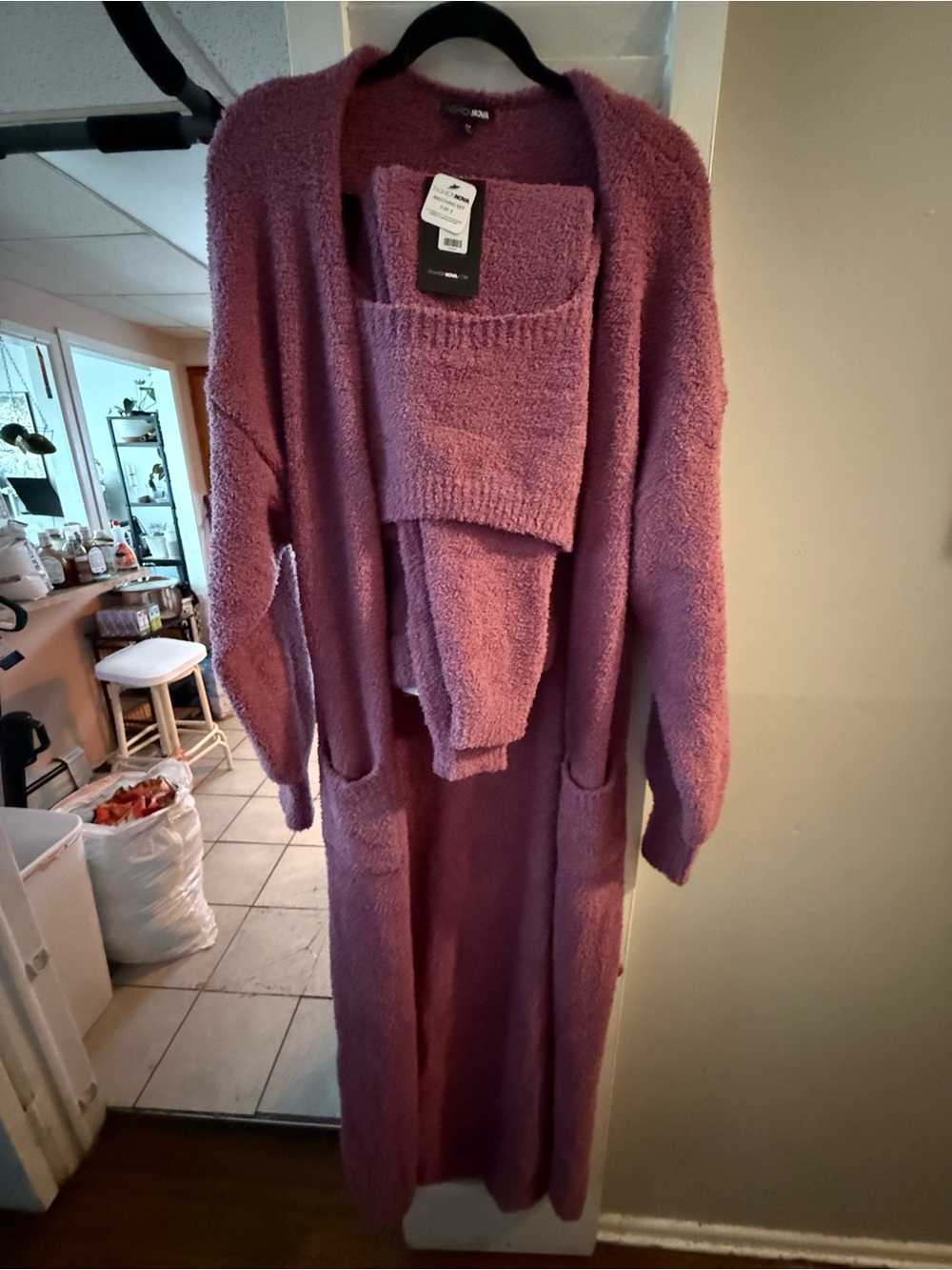 Fashion Nova Mauve Knit Cardigan and Top Set